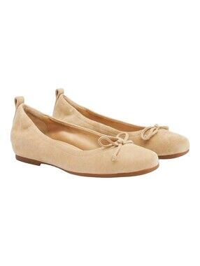 ABEO Cadence Bow Ballet Flat In Cuban Sand NEW Woman's Size 6 Suede Leather